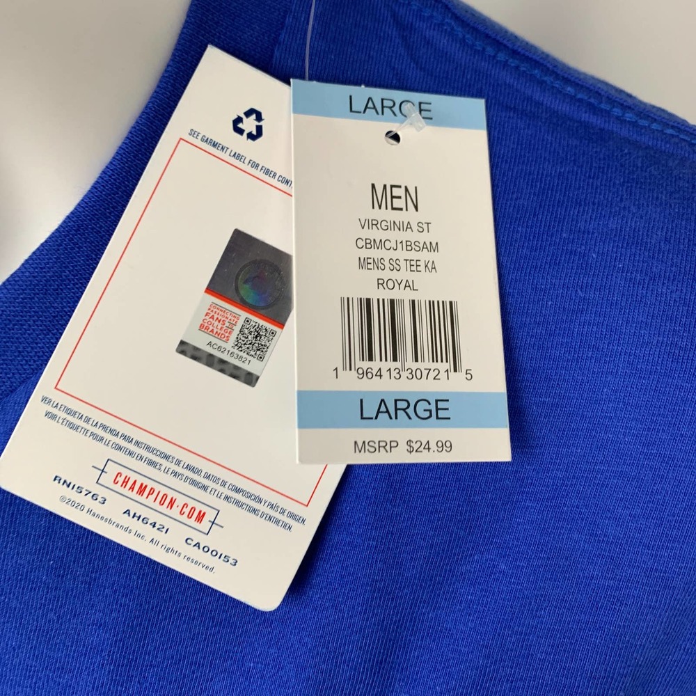 NWT Champion Virginia State Trojans Men’s Blue T- Shirt L Large - Picture 3 of 4